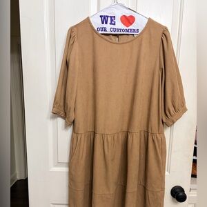 She + Sky Textured Tan Dress